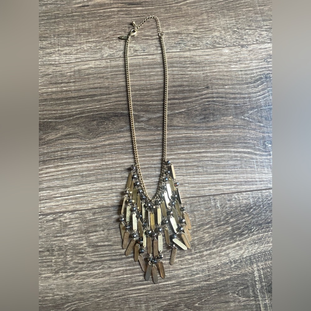 New York and Company gold toned  statement necklace with adjuster